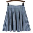 Accordion Pleated Mini A-line Knit Skirt
