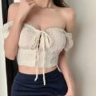 Off-shoulder Bow Crop Top / Mini Skirt