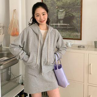 Zip Hoodie & Mini Skirt Sweatsuit Set