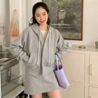 Zip Hoodie & Mini Skirt Sweatsuit Set