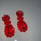Faux Crystal Drop Earring 1 Pair - 925 Silver Needle - Red - One Size