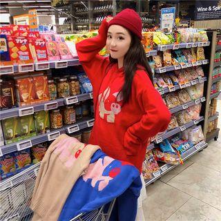 Pig Print Knit Hoodie