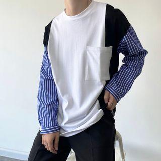 Long Sleeve Stripe Panel T-shirt