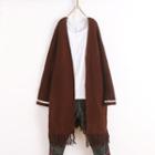 Tasseled Open Front Cardigan Coffee - One Size
