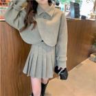 Wrap Button Jacket / Pleated Skirt