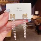 Faux Pearl Floral Drop Earring Cs0119 - 1 Pair - Gold & White - One Size