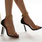 Block Heel Pvc Strap Chained Sandals