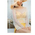 Set: Ruffled Swimsuit + Long-sleeve Polka Dot Cover Up