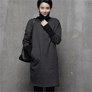 Turtle-neck Wide-cuff Mini Dress