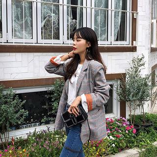 Single-breasted Plaid Blazer One Size