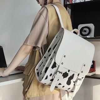 Buckled Cow Print Faux Leather Backpack