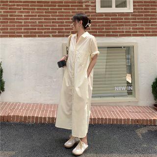 Plain Oversize Split Shirtdress