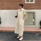 Plain Oversize Split Shirtdress