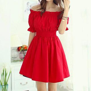 Off-shoulder Short-sleeve Dress