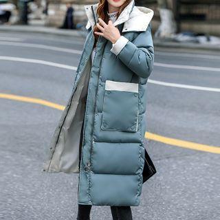 Long-sleeve Color-block Long Padded Jacket