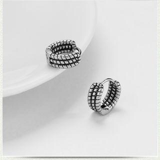 Stainless Steel Hoop Earring 1 Pair - Steel - Silver - One Size