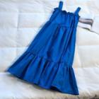 Sleeveless Frilled Oversized Dress Blue - One Size