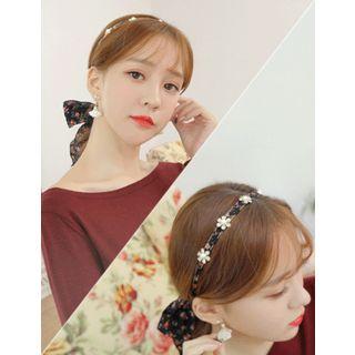 Inset Strap Flower Appliqu  Hair Band