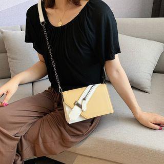 Asymmetric Zip Color Block Crossbody Bag