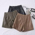 Faux-leather Wide Shorts