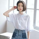 Striped Stand Collar Short-sleeve Shirt