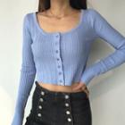 U-neck Long Sleeve Cardigan