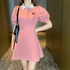Short-sleeve Embroidered Polo Mini Dress