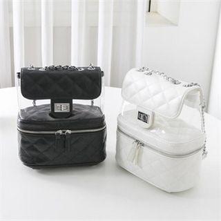 Transparent Quilted Backpack With Chain Strap