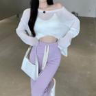 Long-sleeve Open Back T-shirt / Straight Leg Pants