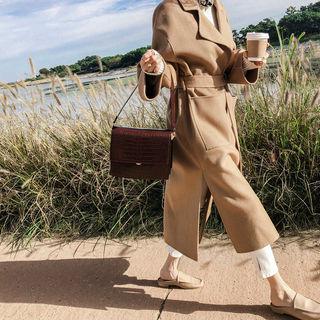 Handmade Wool Wrap Coat With Sash Beige - One Size