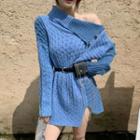 Cable-knit One-shoulder Sweater / Pocket Detail Belt