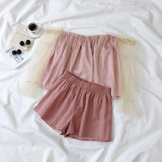 Off-shoulder Top / Wide Leg Shorts