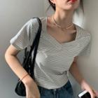Short-sleeve Striped Slim-fit Top