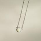 925 Sterling Silver Opal Disc Pendant Necklace Silver - One Size