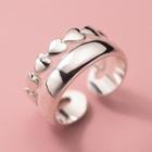 Heart Sterling Silver Layered Open Ring 1pc - Silver - One Size