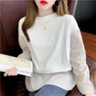 Long Sleeve Striped Panel Mock Two Piece Top