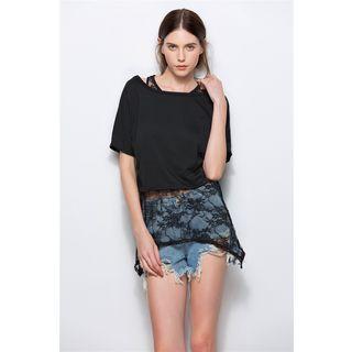 Set: Lace Tank Top + Short-sleeve T-shirt