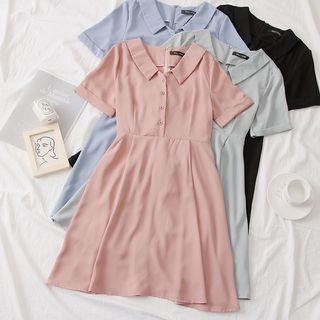Tie-waist Plain Polo Dress