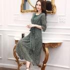 Print 3/4-sleeve Midi Dress