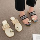 Toe-loop Tassel Trim Slide Sandals