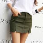 Inset Shorts Fray-hem Skirt