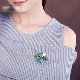 Retro Flower Faux Crystal Alloy Brooch