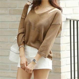 Slit-shoulder Knit Top