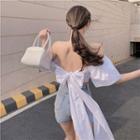 Off-shoulder Bow Back Crop Top