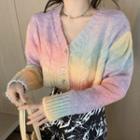 Gradient Cropped Cardigan Rainbow - One Size