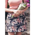 Floral Jacquard Mini Skirt