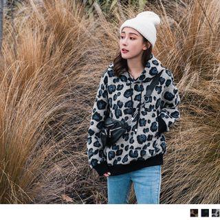 Leopard Drawstring Hoodie