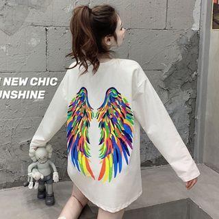 Wing Print Long-sleeve T-shirt