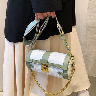 Chain Faux Leather Crossbody Bag Green - One Size