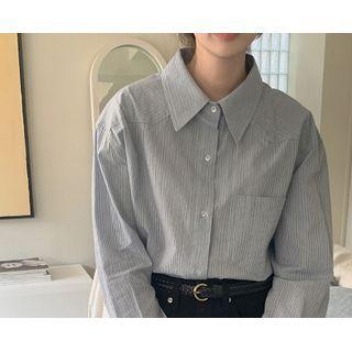 Patch-pocket Stripe Shirt One Size
